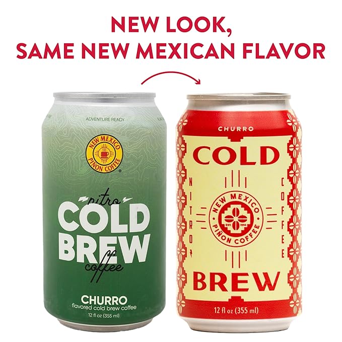 New Mexico Piñon Nitro Cold Brew Coffee Drinks - Smooth Cinnamon Kick, High Energy Nitrogen Infused Churro Black Coffee Cans 12oz - Natural Flavor Zero Sugar & Dairy Free - 12 Pack