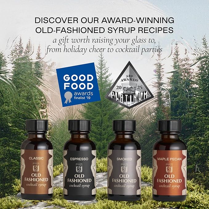 Strongwater Old Fashioned Craft Cocktail Mixer Sample 4 Pack - Makes 16 Cocktails - Handcrafted Old Fashioned Gift Set - Travel-Friendly, No Artificial Sweeteners - Just Mix with Bourbon or Whiskey