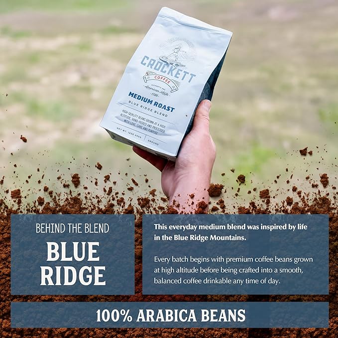 Crockett Medium Roast Ground Coffee – Bold Medium Roast Ground Coffee with Smooth Body, Balanced Flavor & Clean Finish – Perfect for Classic Coffee Drinks, All-Day Energy & Healthy Coffee Habits