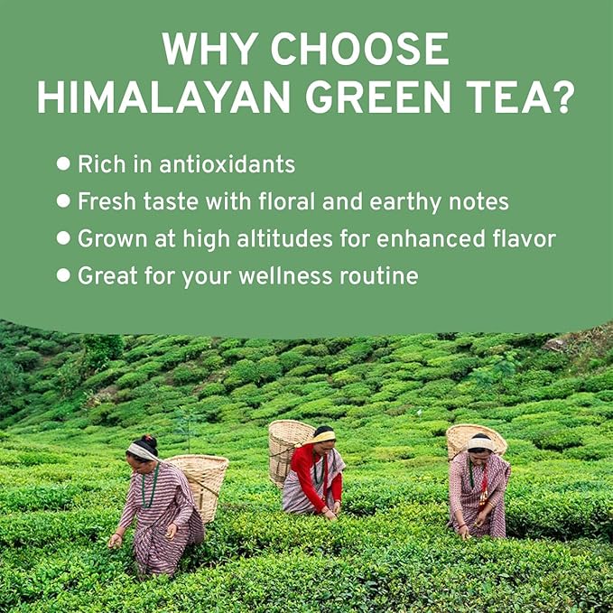 VAHDAM, Himalayan Green Tea Leaves (50+ Cups, 3.53 Oz) Non GMO, Gluten Free | High Elevation Grown Green Tea Leaves From Himalayas | Pure Unblended Single Origin Green Loose Leaf Tea | Vacuum Sealed