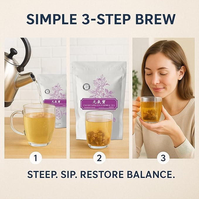 Herb Guru CHI Recuperation Tea Bags | Traditional Herbal Blend With 5 Tea Bags for Daily Balance, Comfort, and Unwinding | No Caffeine Wellness Gifts and Relaxation Gifts for Any Season