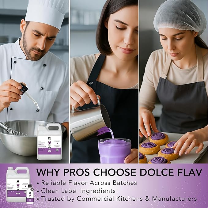Dolce Flav Ube Purple Flavoring – 32 oz. – Premium Flavoring for Ice Cream, Desserts, Boba, Beverages & Baked Goods | Ideal for Restaurants, Bakeries & Coffee Shops | Made in America