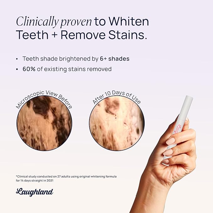 Laughland Everyday to Go Whitening Teeth Pen, Formula with 8% Hydrogen Peroxide, Glycerin, Aloe Vera & Mint, Gentle on Sensitive Teeth, at Home Dental Care, Travel Friendly, 6 Treatments