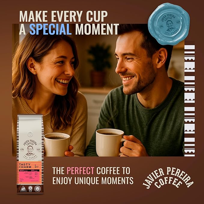 Javier Pereira Coffee - Tasty Charm Colombian Specialty Coffee – Medium Roast Ground – 100% Arabica – Certified Café de Colombia – panela notes - 8.8 Oz
