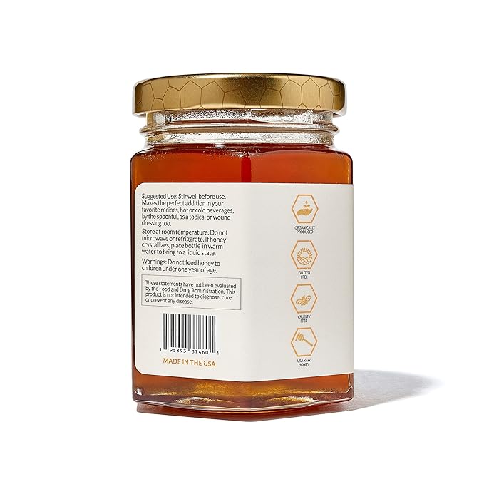 HoneyBeez Premium Raw Honey Infused with Hemp- 32mg per serving (Natural, 8oz)