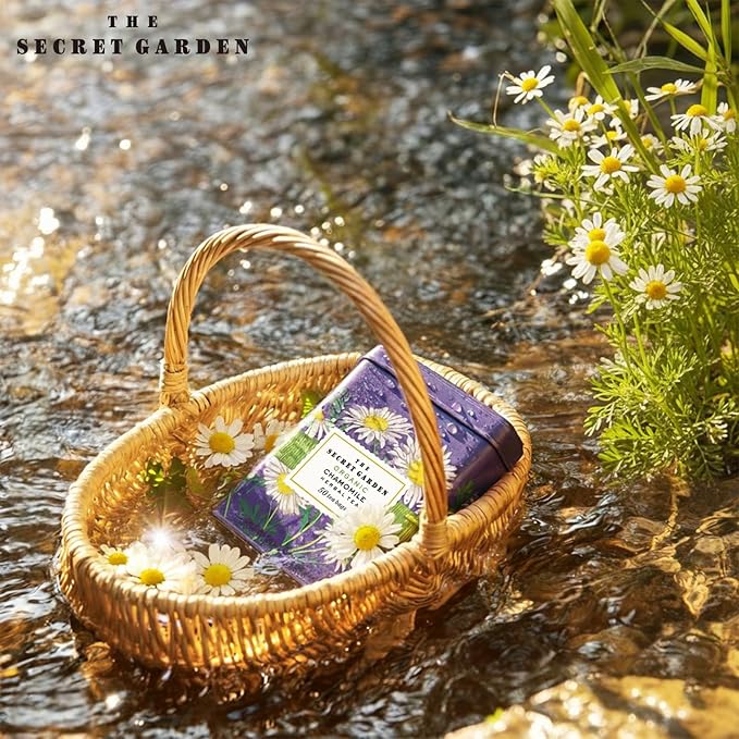 Life Plus Style Gourmet The Secret Garden Organic Chamomile Herbal Tea Bags Caffeine-Free Non GMO Gluten Free 50 Tea Bags Classic Tin