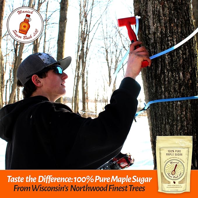 Wanish Sugar Bush Organic Maple Sugar - 100% Pure, Granulated Maple Sugar from the Lush Northwoods of Wisconsin, Perfect for Baking and Beverages - Natural Sweetener in 8 oz Bag