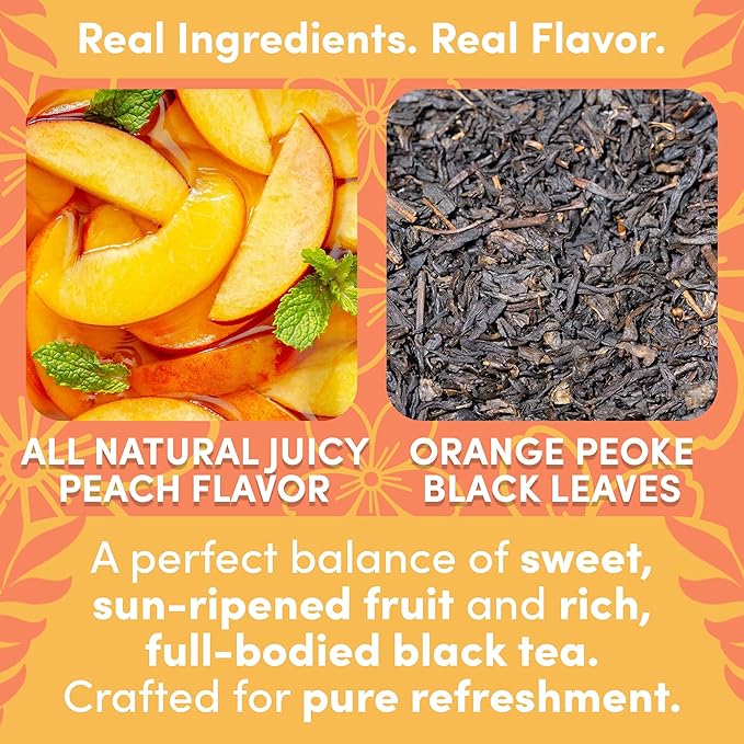 Sarasota Tea, Peach Flavored Iced Tea Bags One Gallon Size Filter Packs, 48 Gallons Per Box, Quick Brew Southern Ice Tea with Sweet Georgia Peach Flavor (1 oz, 48 Count)