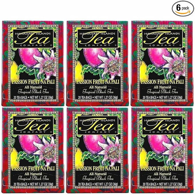 Hawaiian Islands Tea Company Passionfruit Na Pali Black Tea, All Natural - 120 Teabags (6 Boxes)