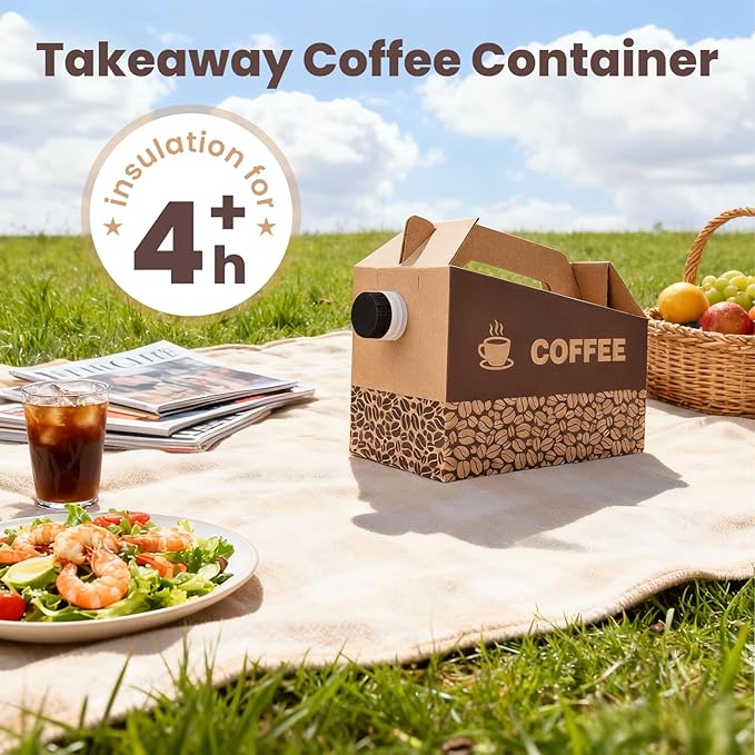 10 Pack 96 oz Disposable Coffee Dispensers, Coffee Box with Handle, easy to carry,suitable for storing hot and cold drinks, coffee boxes for catering, suitable for catering services, offices.
