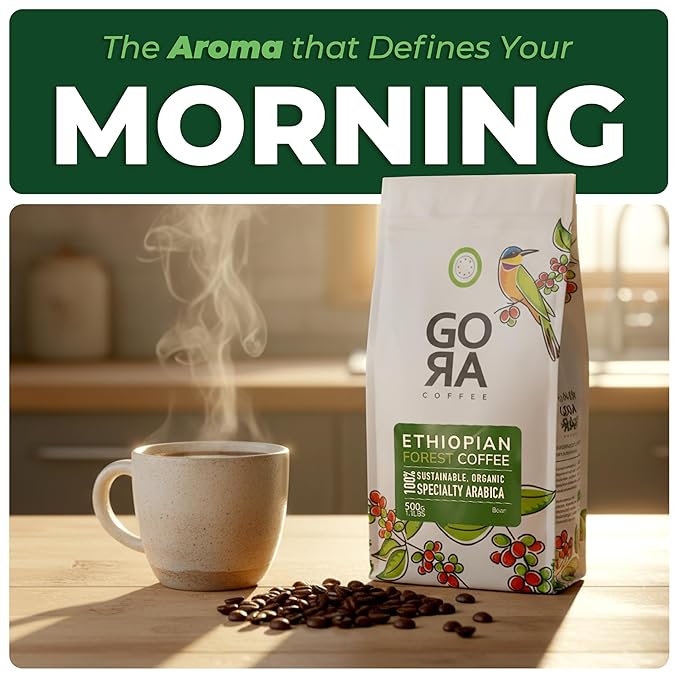 GO RA COFFEE – Ethiopian Roast Whole Bean – Organic Arabica from Ethiopia – Mycotoxin-Free, Single Origin African Beans – Roasted at Source – 250g (8.82 oz) – by Moyee Coffee
