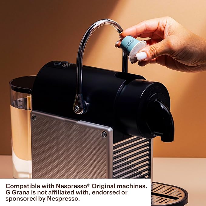 G GRANA Decaf Coffee Pods, Compatible with Nespresso OriginalLine, 40 Count, Dark Roast, Decaffeinated, USDA Organic 100% Arabica Single Source Specialty Coffee, Compostable Single Serve Capsules