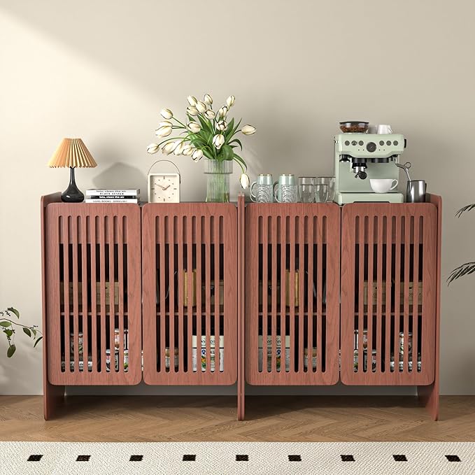 Buffet Cabinet with Storage with 2 Doors, Sideboard Coffee Bar Cabinet for Kitchen with Adjustable Shelf, Dining Room,Living Room(2, Walnut, 27.6''w)
