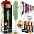 Zulay Kitchen Powerful Milk Frother Wand With 4 AA Duracell Batteries - Ultra Fast Handheld Drink Mixer - Electric Whisk Foam Maker for Coffee, Lattes, Cappuccino, Matcha & Creamer
