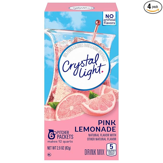 Crystal Light Pink Lemonade Drink Mix, 12-Quart 2.9-Ounce Canister (Pack Of 4)