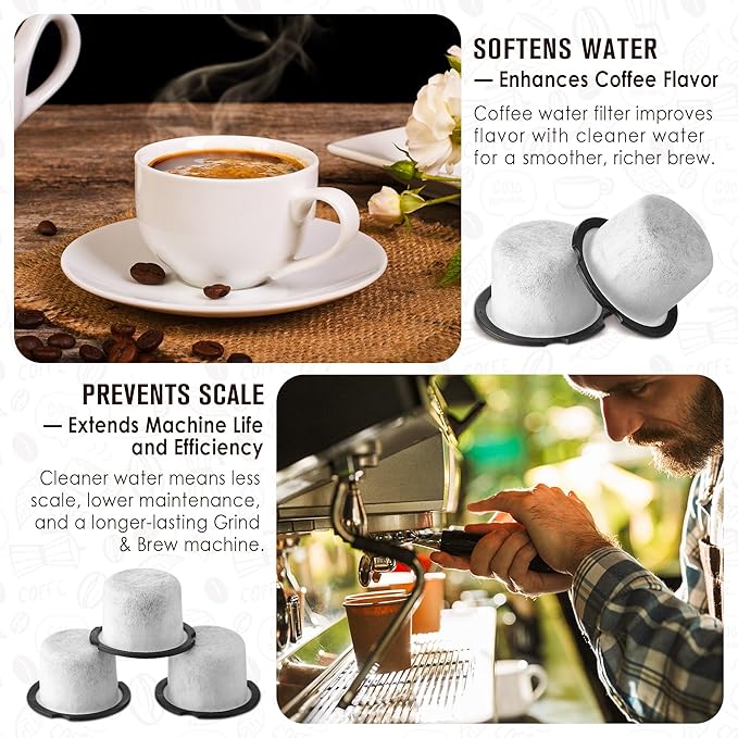 Qualirey 6 Pack Coffee Water Filter Replacement, Compatible with Cafe and GE Profile Grind & Brew Machine, Charcoal Coffee Filter Cartridges, Replacement for C7CGFLTR, Replace Every 3 Months