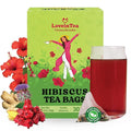 LoveinTea Hibiscus Herbal Tea Bags, 100% Natural Vietnamese Hibiscus Blend, Caffeine-Free, Plant-Based Pyramid Bags, 30 Count