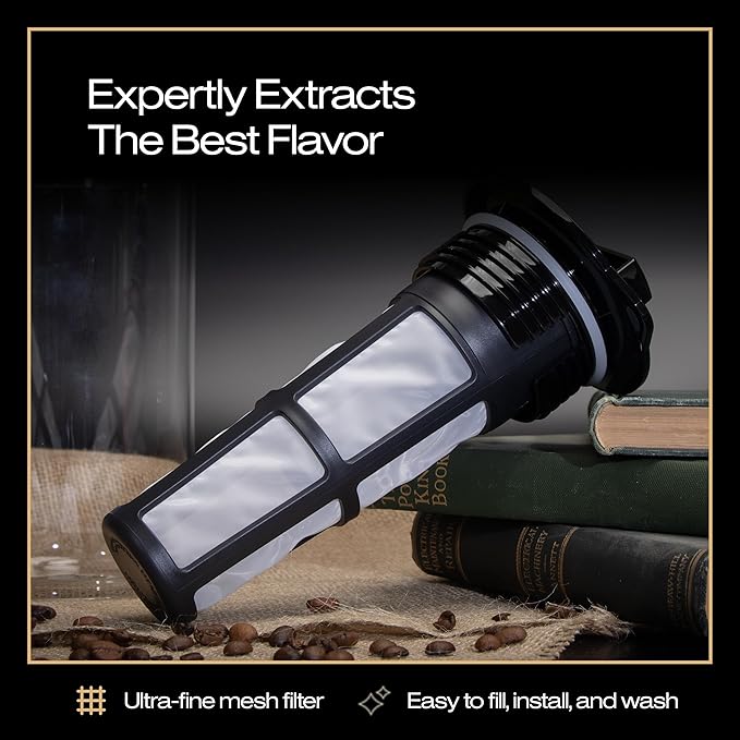 Takeya Glass Cold Brew Coffee Maker for Iced Coffee, Airtight Pitcher, Premium Quality, 2 Quart, Black Lid and Handle