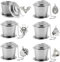 6 Pcs Stainless Steel Tea Infusers for Loose Leaf Tea, Fine Mesh Tea Strainers with Unique Spider, Pumpkin, Bat Designs, Includes Hanging Hooks for Easy Use, Ideal for Black, Green, and Herbal Teas