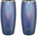 SNOWFOX Premium Vacuum Insulated Stainless Steel Beer Glass, Home Bar Accessories, Elegant Bartending, Lightweight Pint Glasses, Sleek Drinkware, Frosty Beverages Stay Cold, 18oz, Set of 2, Blue
