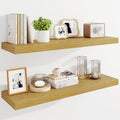 Marsmiles 36" Floating Shelves for Wall, Wooden Shelves with Invisible Brackets Set of 2, Rustic Farmhouse Wall Mounted Shelf for Kitchen Bathroom Living Room Study, Natural Oak