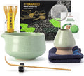 TEANAGOO Matcha Whisk Set Green,7 Pcs Matcha Set,Matcha Starter Kit for Ceremony,Matcha Tea Set for Making Breakfast/Latte,Green Matcha Bowl(Chawan) whith Spout and Whisk,Gift for Friend/Family