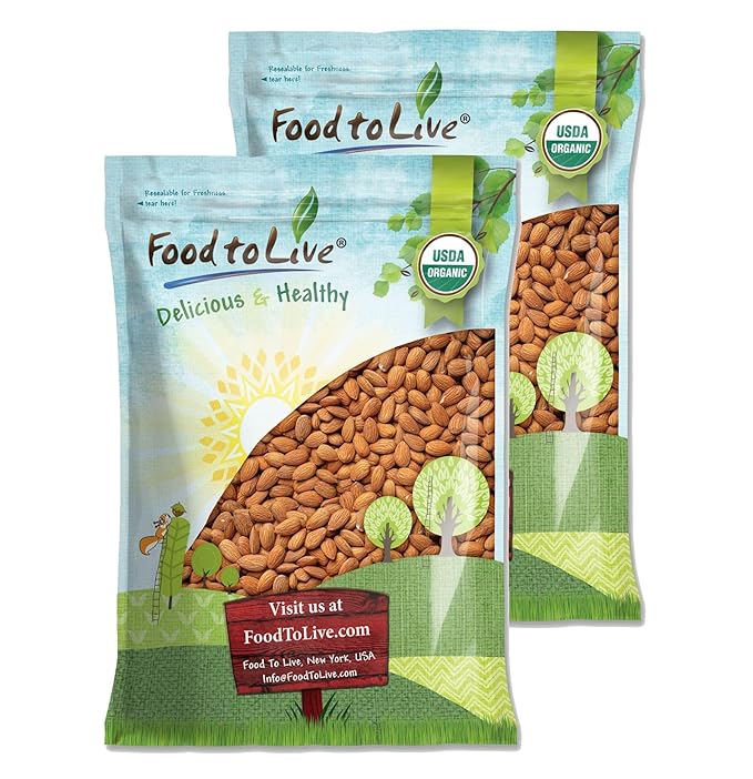 Food to Live Organic California Almonds, 16 Pounds – Non-GMO, Whole, Unsalted, Unroasted, Keto, Vegan Nuts in Bulk. Rich in Vitamin E. Snack. Great for Almond Milk and Butter, Desserts and Trail Mixes