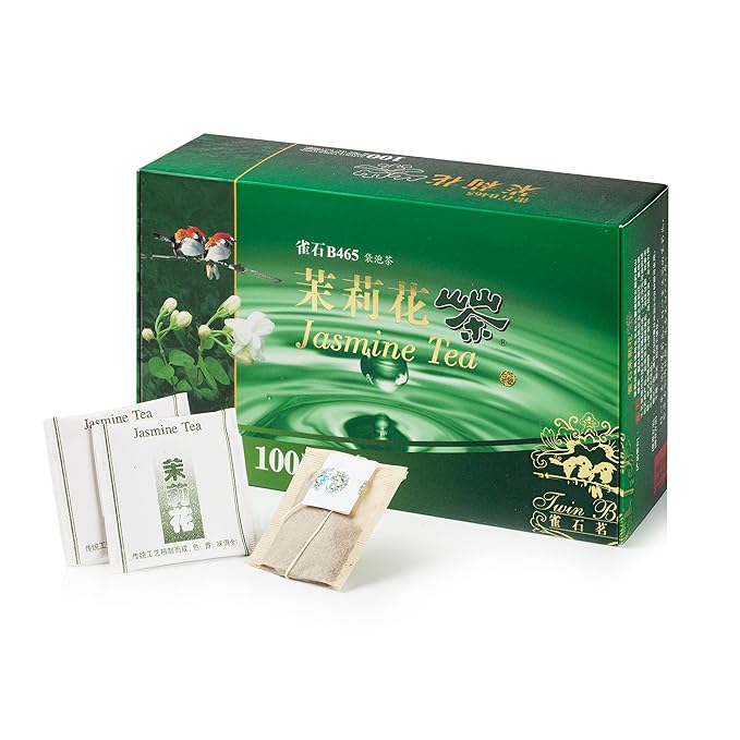 Wing Hop Fung Jasmine Green Tea Fresh Sealed Premium Natural Leaves Individually Wrapped 100 Tea Bags Perfect for Hot or Iced Tea