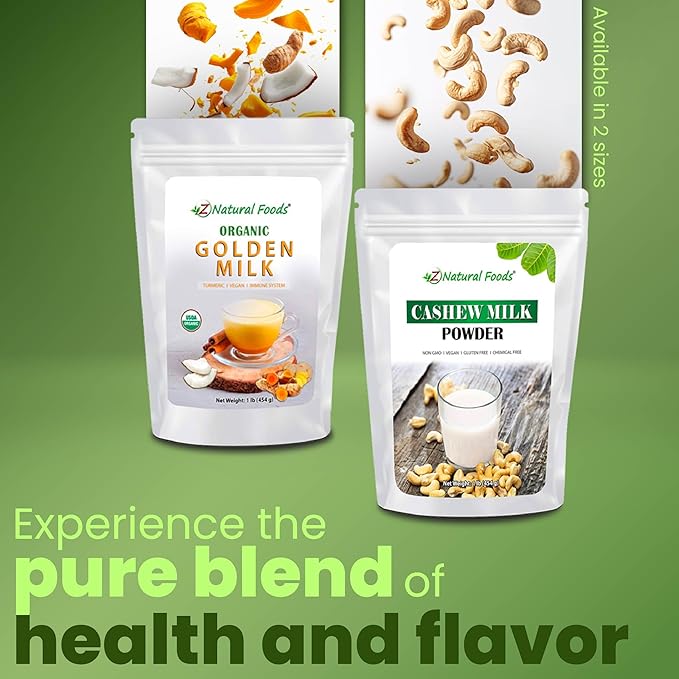 Z Natural Foods Organic Cashew Milk Powder, Cashew Milk for Healthy Insulin Levels, Heart, and Skin, Ideal for Smoothies, Cereal, and Recipes, Non-GMO, Vegan, Gluten-Free, Kosher, 1 lb.