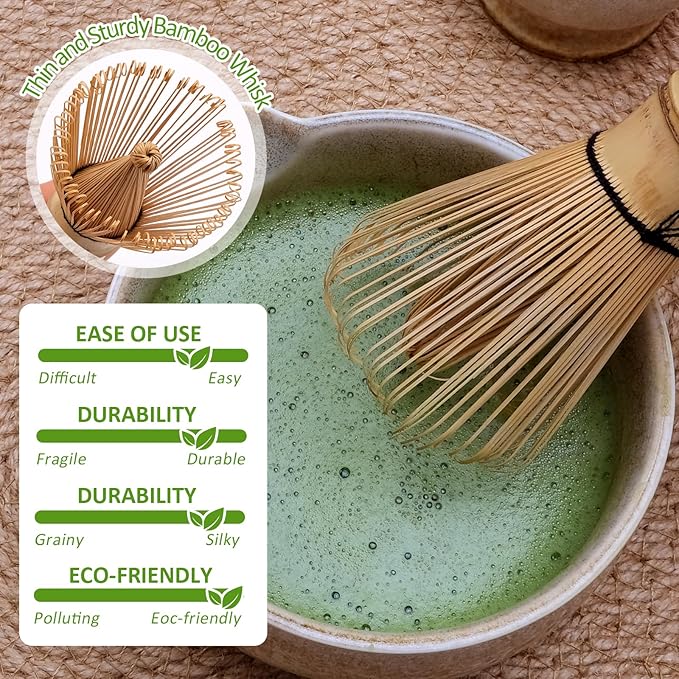 Joyscale Matcha Whisk Set, Matcha Set Whisk And Bowl, 8 Pcs Matcha Kit Set(Ancient Kiln Design), 14 OZ, Japanese Matcha Tea Set, Matcha Making Kit Gifts for Tea Lovers(Kiln White)