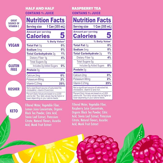 Swoon Sugar Free Iced Tea Classics Variety Pack - Zero Sugar Drinks in Lemon, Raspberry, Peach, Half & Half Flavours - Low Carb, Paleo-Friendly, Gluten-Free Keto Iced Tea - 12 fl.oz (Pack of 12)