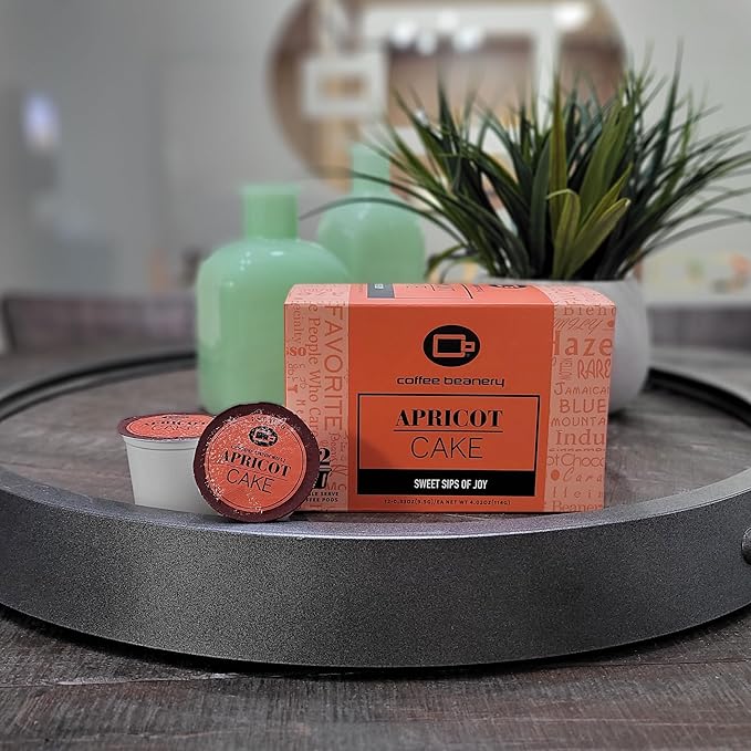 Apricot Cake Coffee Pods by Coffee Beanery | 12ct Flavored Coffee Pods Medium Roast Coffee Pods| 100% Specialty Arabica Coffee| Gourmet Coffee Pods