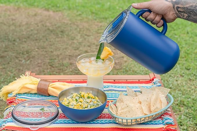 Served Premium Insulated Pitcher (2L/66oz) - Double Walled, Copper Lined Stainless Steel Pitcher with Lid - Vacuum Insulated Carafe for Hot Coffee, Tea, Iced Drinks, Water, Cocktails, and More