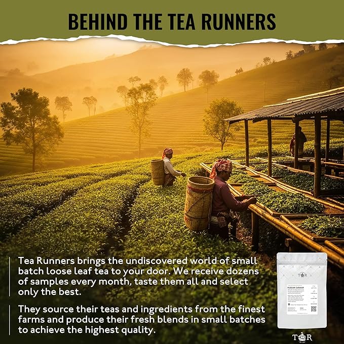 Tea Runners Russian Caravan Loose Leaf Black Tea | Bold Smoky Blend of Smoked Black Tea, Oolong & Pu-erh | Premium Chinese & Indian Tea | Full-Bodied, Earthy, Rich Flavor - 5 oz