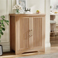 Fluted Buffet Cabinet with Storage Accent Sideboard,Modern Credenza with 2 Doors & Adjustable Shelves,Wood Coffee Bar Table Console for Dining Room Kitchen Living Room Entryway,Natural Oak