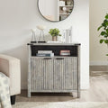 32 Inch Fluted Sideboard Buffet Cabinet with Storage, Modern Farmhouse Accent Credenza with Adjustable Shelves, Coffee Wine Bar Organizer for Kitchen, Entryway, Living Room (Grey)