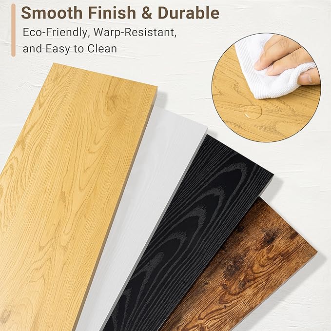 Vivelove 10" Deep Floating Shelves with Invisible Brackets, 55" Wall Shelves for Bathroom Bedroom Kitchen Living Room Laundry Room, Modern Rustic Shelves for Home Decor, 55"x10.2"x1.5", Set of 2, Oak