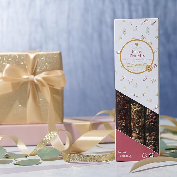 Gourmanity Fruity Loose Tea Sampler Gift Set, 3 Refreshing Fruity Flavors, Cold Brew them for a Invigorating Summer Beverage, Product of Austria, 1.23oz