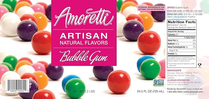 Amoretti - Natural Bubble Gum Artisan Flavor Paste, 2.2 lbs, Perfect For Ice Cream, Beverages, Cakes, and more, Preservative Free, Vegan, Gluten Free, No Artificial Sweeteners, Highly Concentrated