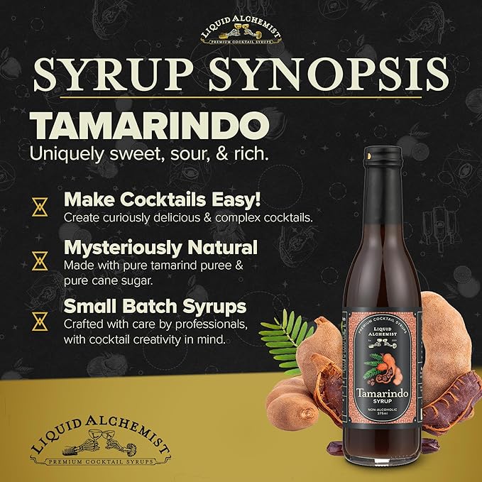 Liquid Alchemist Tamarind Syrup for Cocktails - Real Ingredients Make our Tamarindo Syrup the Perfect Spicy Margarita Mix - Made with Fresh Tamarind Puree & All Natural Tamarind Concentrate (12.7 oz)
