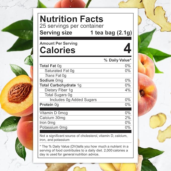 Total Tea SIimming Detox Tea Caffeine Free - 25 Day Detox - Weight l0ss for women with Chamomile, Hibiscus Tea & Ginger Root for Colon Cleanse – Natural Herbal Ginger & Peach Fruit Tea for Digestive Health