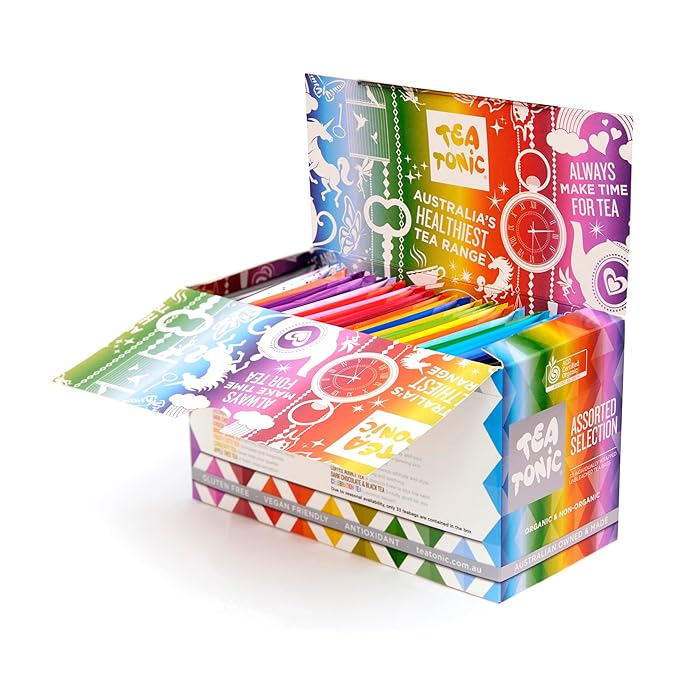 Tea Tonic Variety Pack – Assorted Herbal Tea Sampler with 33 Unique Tea Bags, Teas for Relaxation, Infused Flavors For Wellness, and Everyday Enjoyment