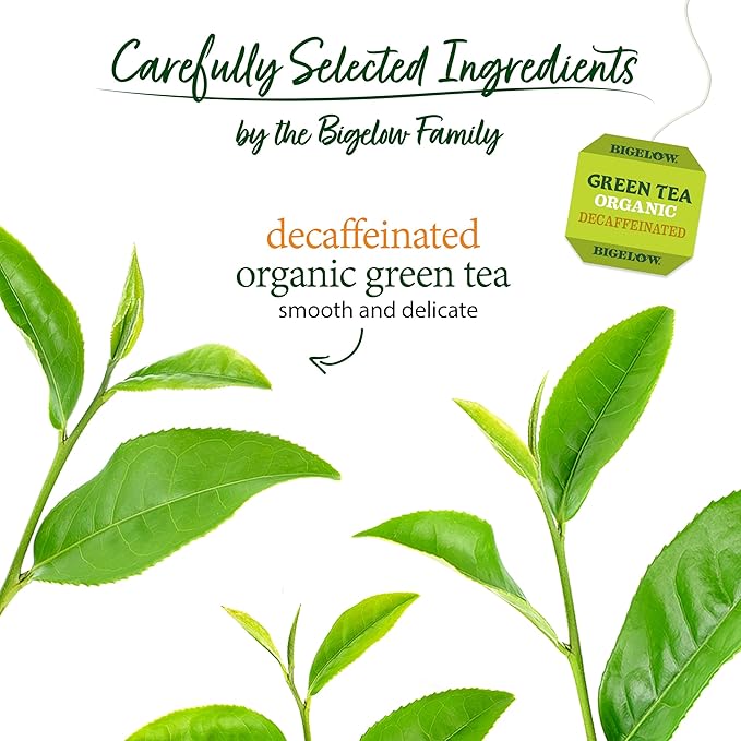 Bigelow Organic Decaffeinated Green Tea, 40 Count (Pack of 6), 240 Total Tea Bags