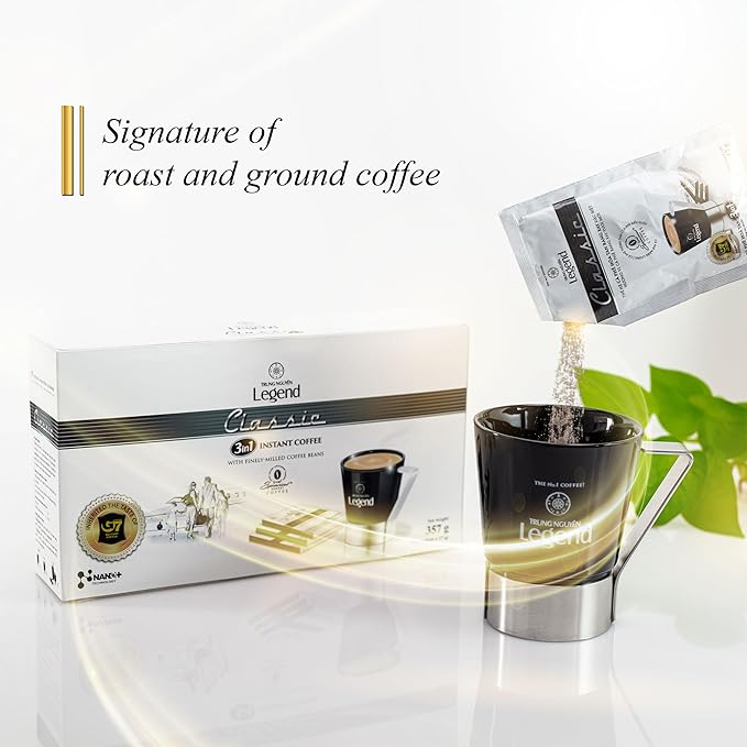 TRUNG NGUYEN LEGEND CLASSIC Premium Instant Coffee for Energy Boost by NANO+ Technology, Non-Dairy Creamer, Coffee Mix - Strong and Pure Vietnamese Instant Coffee (21 Packets/Box)