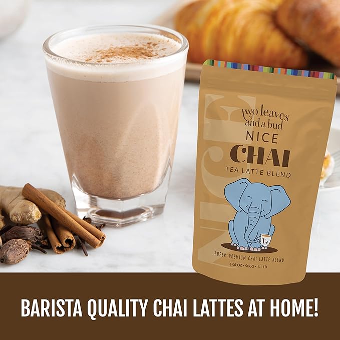 Two Leaves and a Bud Chai Tea Latte Mix, Chai Powdered Tea Mix, Serve Hot or Cold | 1 Resealable Bag, 1.1 lbs