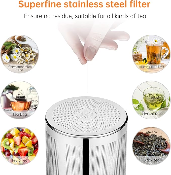 Glass Teapot, 40oz/1200ml Tea Pot with Removable Infuser for Loose Tea, Stovetop Safe Borosilicate Glass Tea Kettle with Strainer and Lid, Hand Crafted Clear Teapot with Scale Line, Tea Brewer Guide