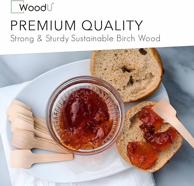 Tiny wooden spoon, Eco-Friendly miniature wooden spoons for spices, Scrubs small wooden spoon for salt, ice cream tasting spoons | 100% All-Natural - Pack of 100-2-3/4” by WoodU
