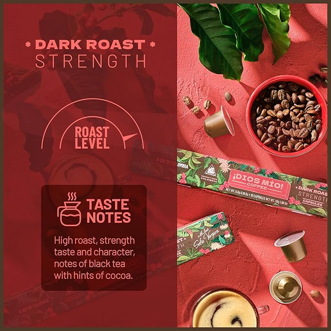 Dios Mio Coffee by Sofia Vergara, Dark Roast, Espresso Capsules, Compatible with Nespresso Original Machine, 80 Count, (8 Boxes of 10 Espresso Capsules)