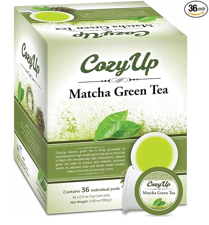 Cozy Up 36-Count Matcha Green Tea Pods Compatible with Keurig K-Cup Brewers
