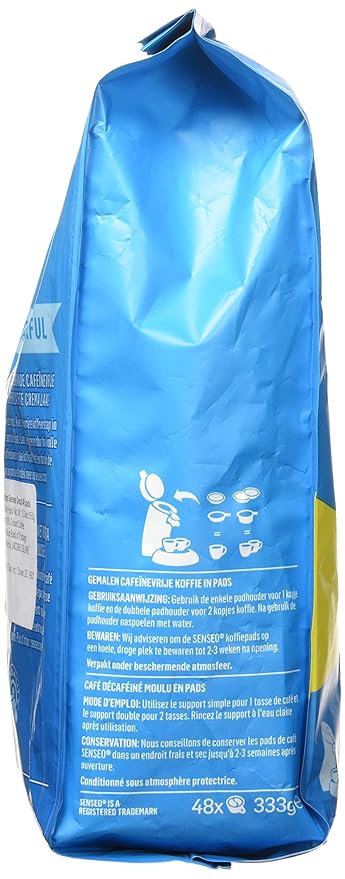 Senseo Decaf Coffee Pods – 48 Count – Medium Roast with Smooth & Balanced Flavor and Rich Crema – Single-Serve Compostable Coffee Pads Compatible with Senseo & PeleCom Machines